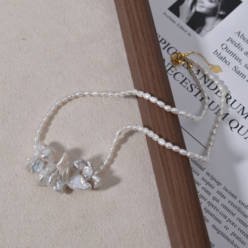 Keshi Freshwater Pearl Butterfly Pendant Collar Necklace - House Of Pearls
